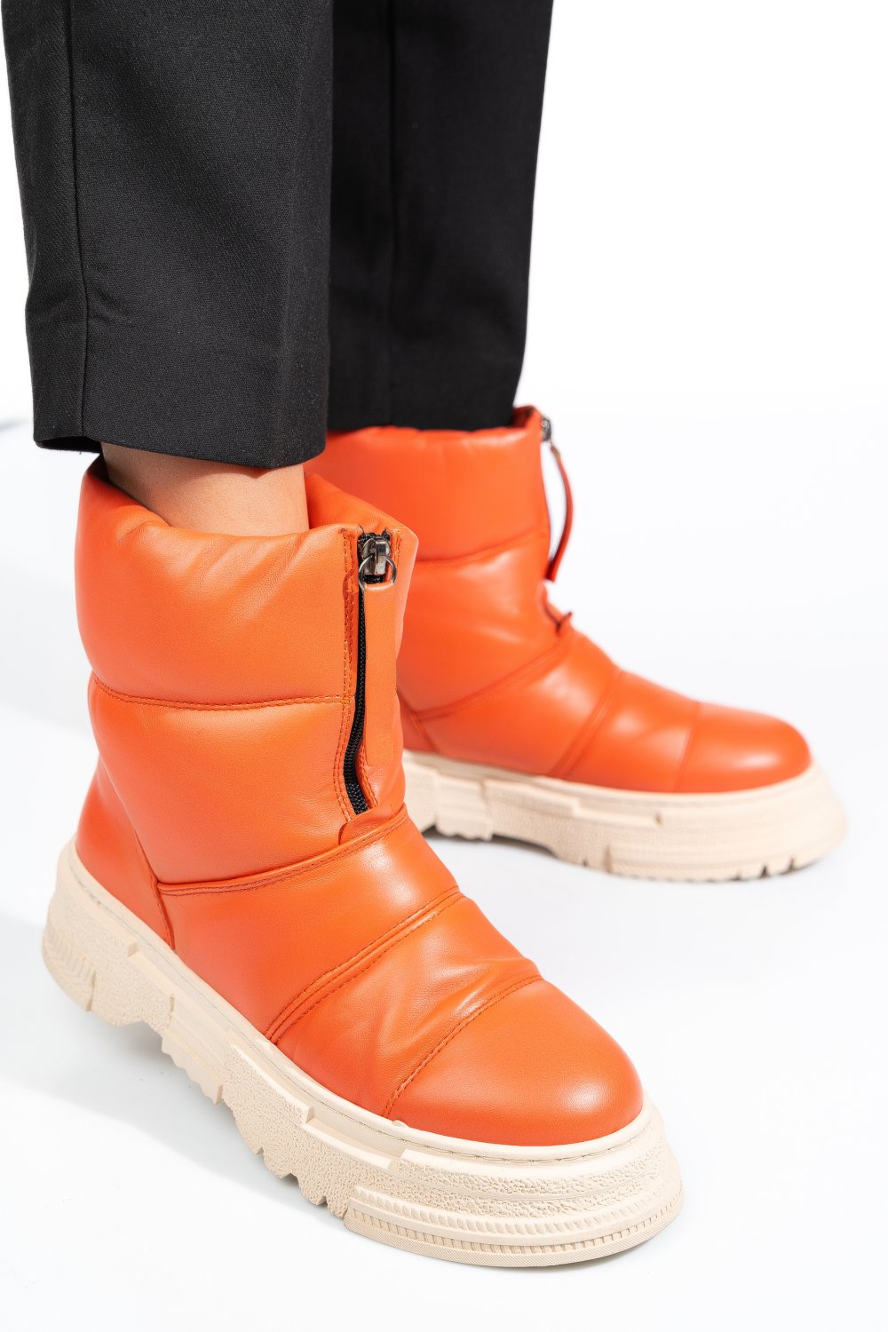 GHETE PORTOCALII PIELE NATURALA APCK4005