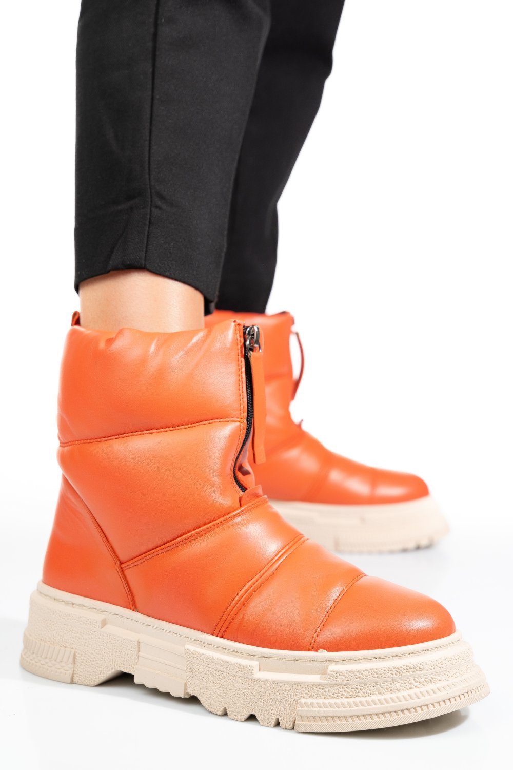 GHETE PORTOCALII PIELE NATURALA APCK4005