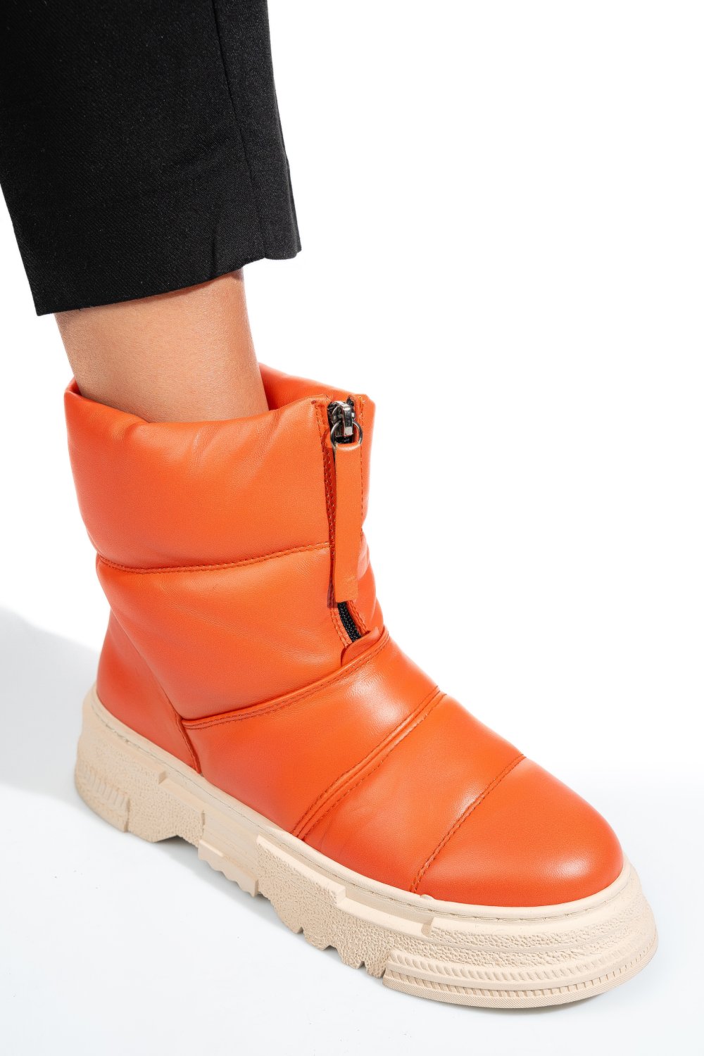 GHETE PORTOCALII PIELE NATURALA APCK4005