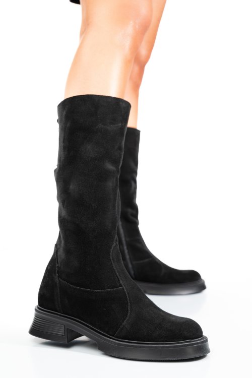 Cizme negre piele naturala intoarsa 8s7708