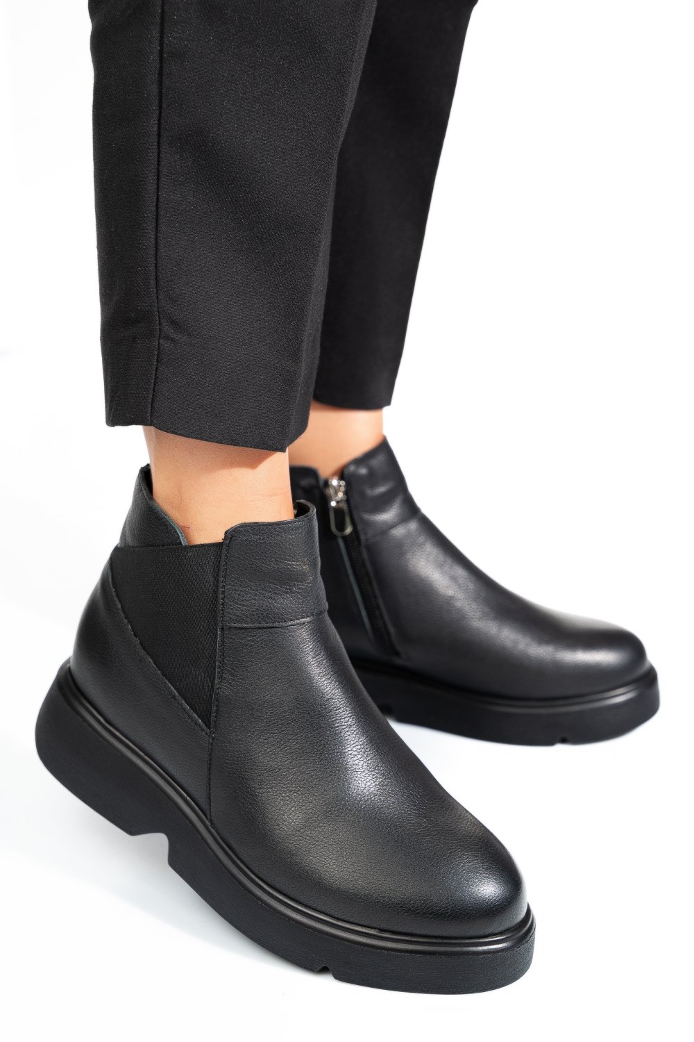 GHETE NEGRE PIELE NATURALA 2S77266
