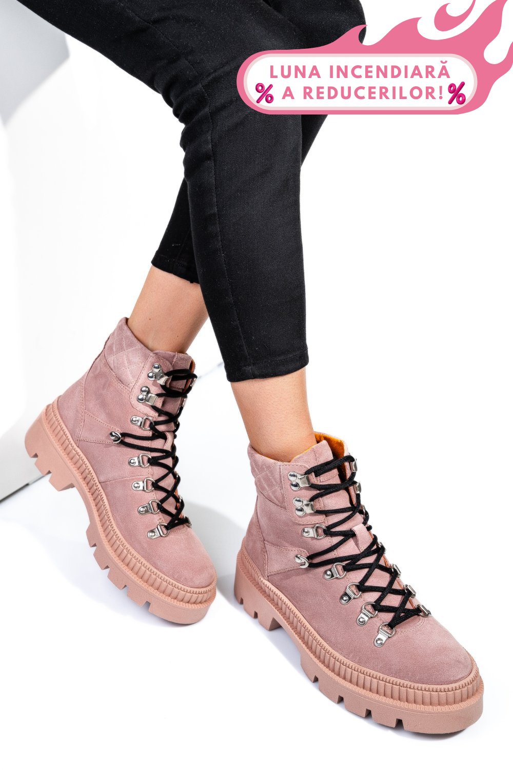 GHETE ROZ PIELE NATURALA INTOARSA WH438H07