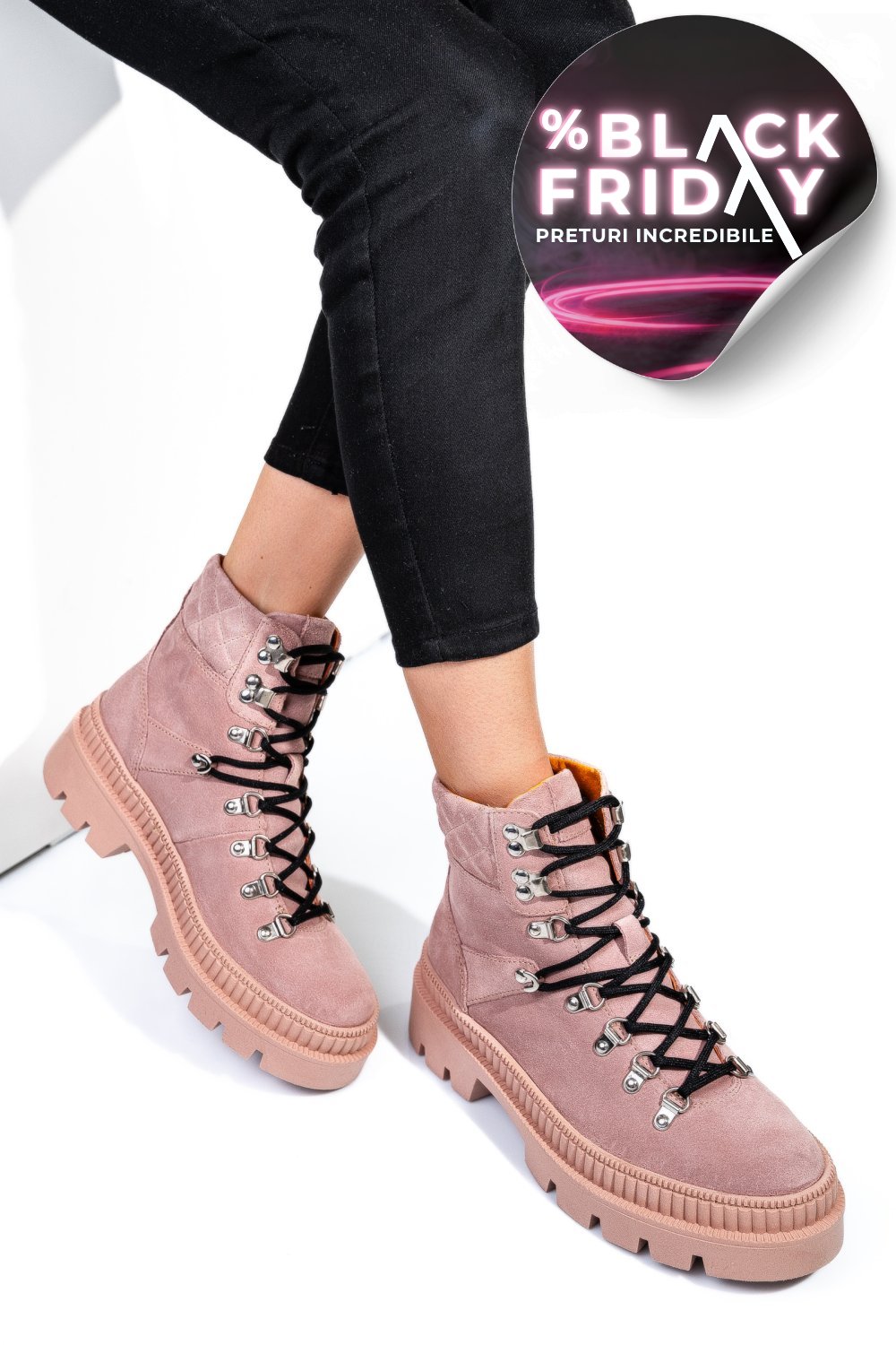 GHETE ROZ PIELE NATURALA INTOARSA WH438H07