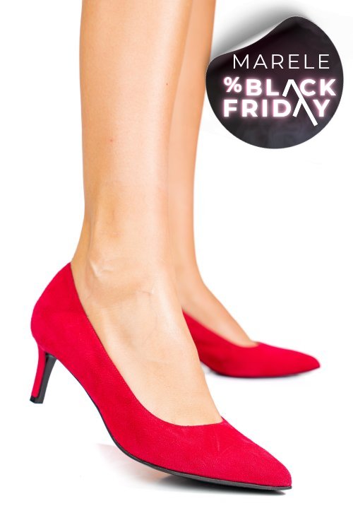 Pantofi dama guban piele naturala intoarsa magenta 3s77514