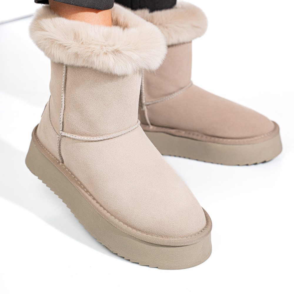 SOPRANI COUTURE, CIZME GRI PIELE NATURALA INTOARSA SCW421P14