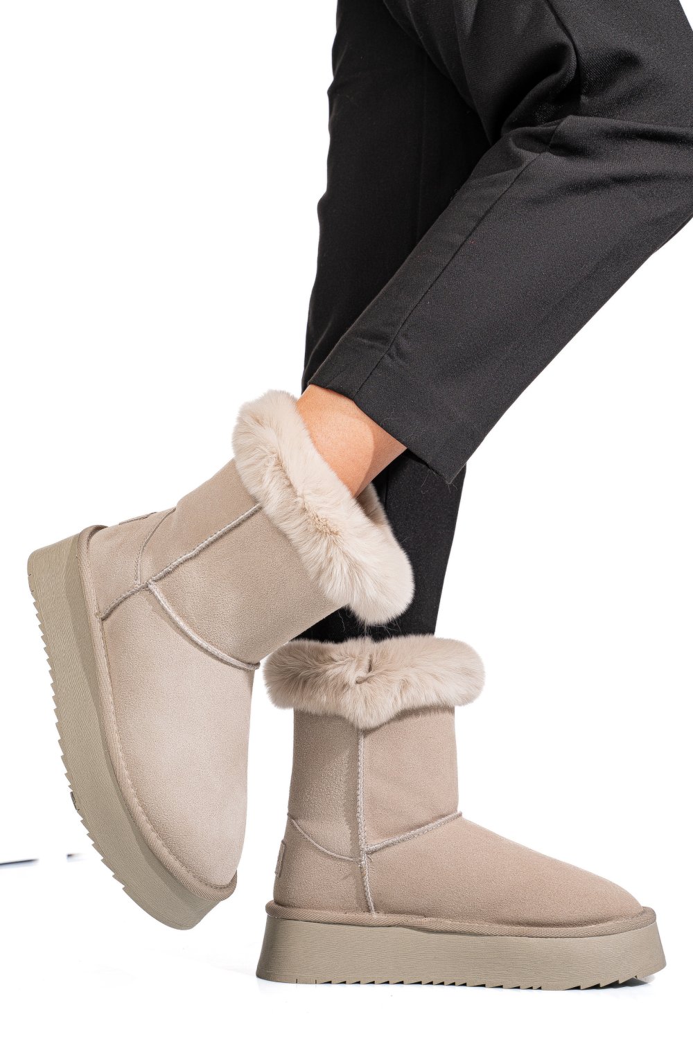 SOPRANI COUTURE, CIZME GRI PIELE NATURALA INTOARSA SCW421P14