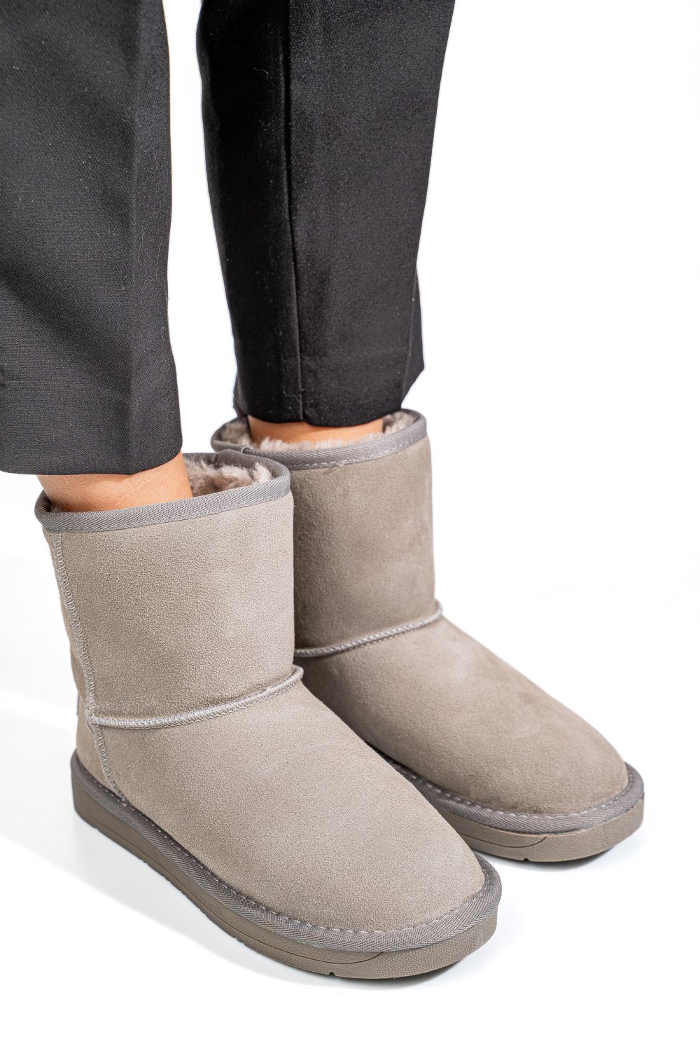SOPRANI COUTURE, CIZME TAUPE PIELE NATURALA INTOARSA SCW421P08