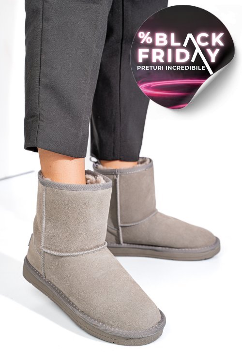 Soprani couture, cizme taupe piele naturala intoarsa scw421p08