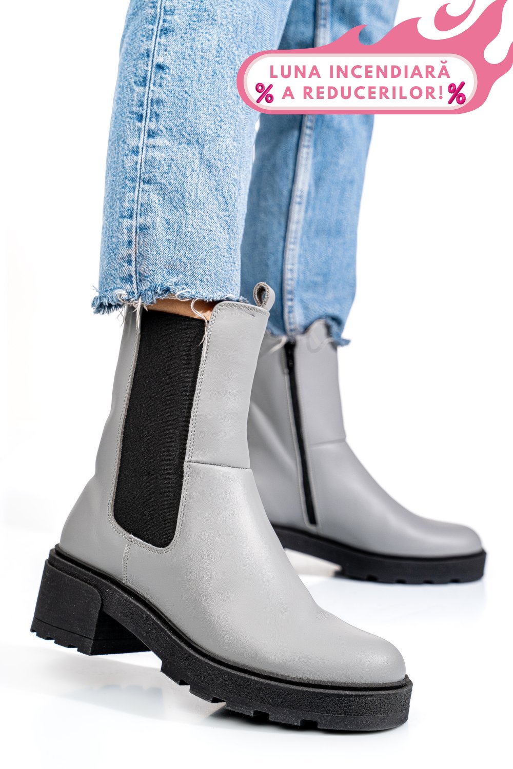 GHETE GRI PIELE NATURALA 2S7724