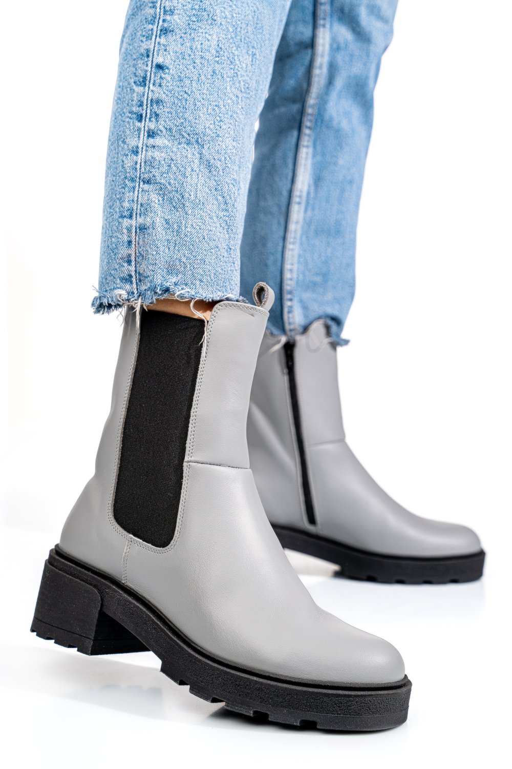 GHETE GRI PIELE NATURALA 2S7724