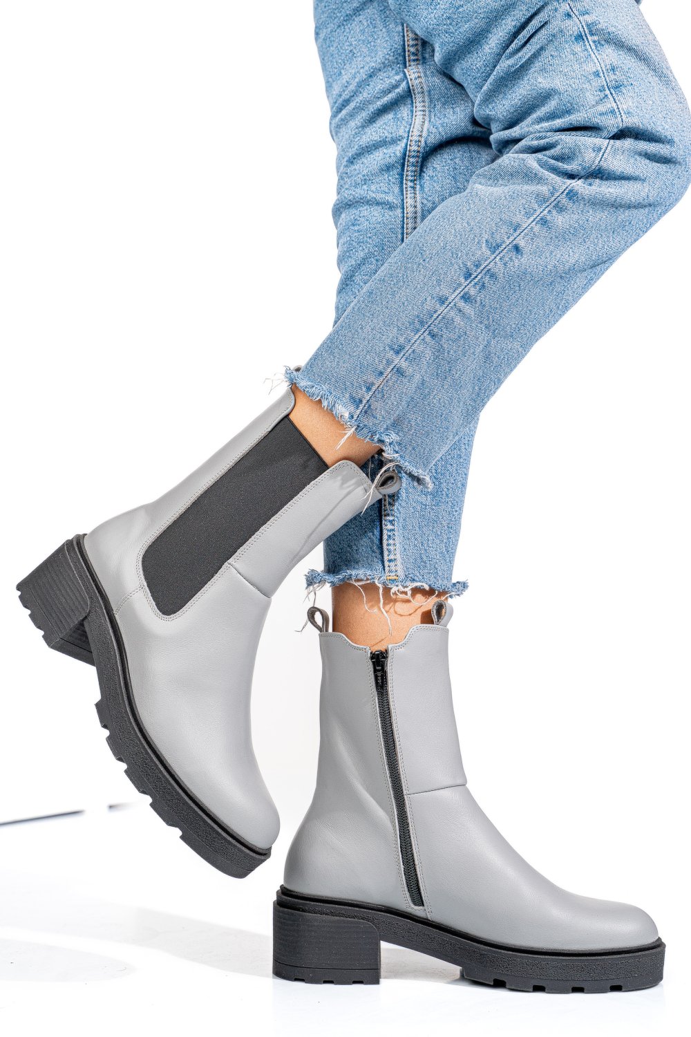 GHETE GRI PIELE NATURALA 2S7724