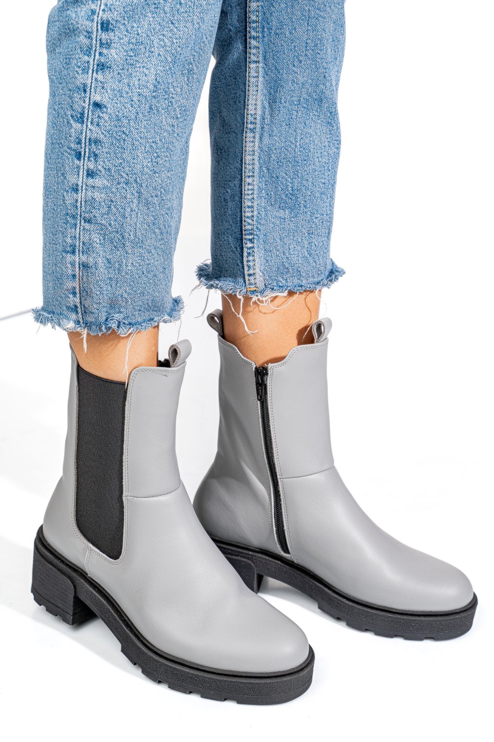 GHETE GRI PIELE NATURALA 2S7724