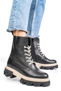 GHETE NEGRU BEJ PIELE NATURALA 1S7724