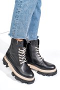 GHETE NEGRU BEJ PIELE NATURALA 1S7724