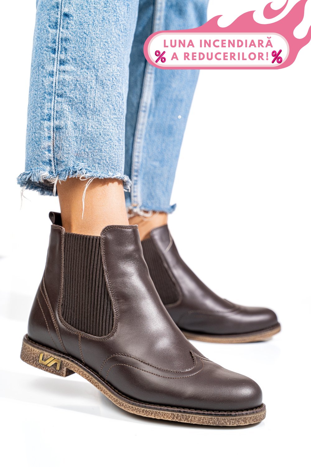 GHETE DARK BROWN PIELE NATURALA 2S7712