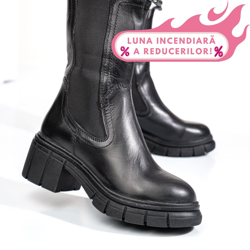 GHETE NEGRE PIELE NATURALA 1S770603