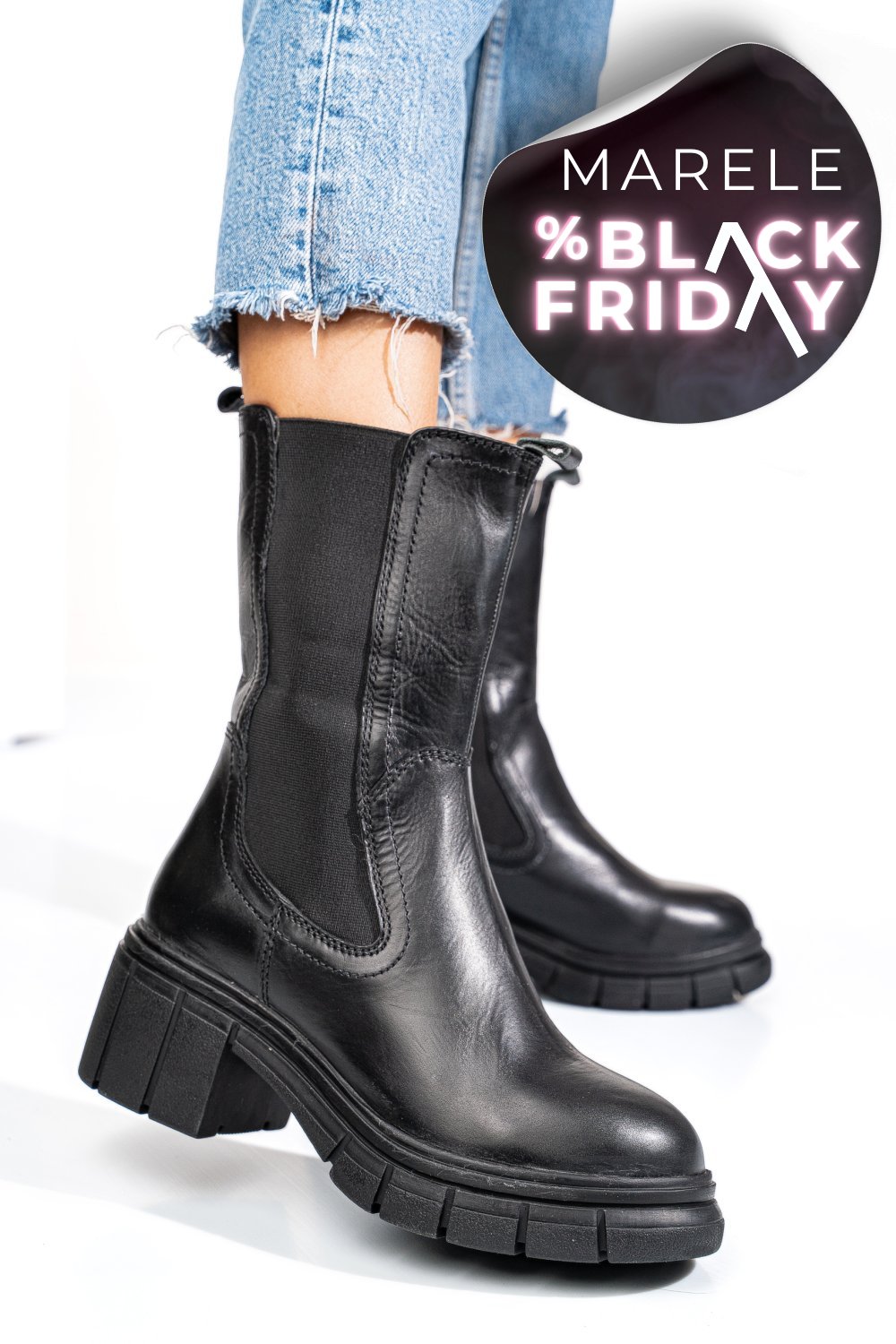 GHETE NEGRE PIELE NATURALA 1S770603