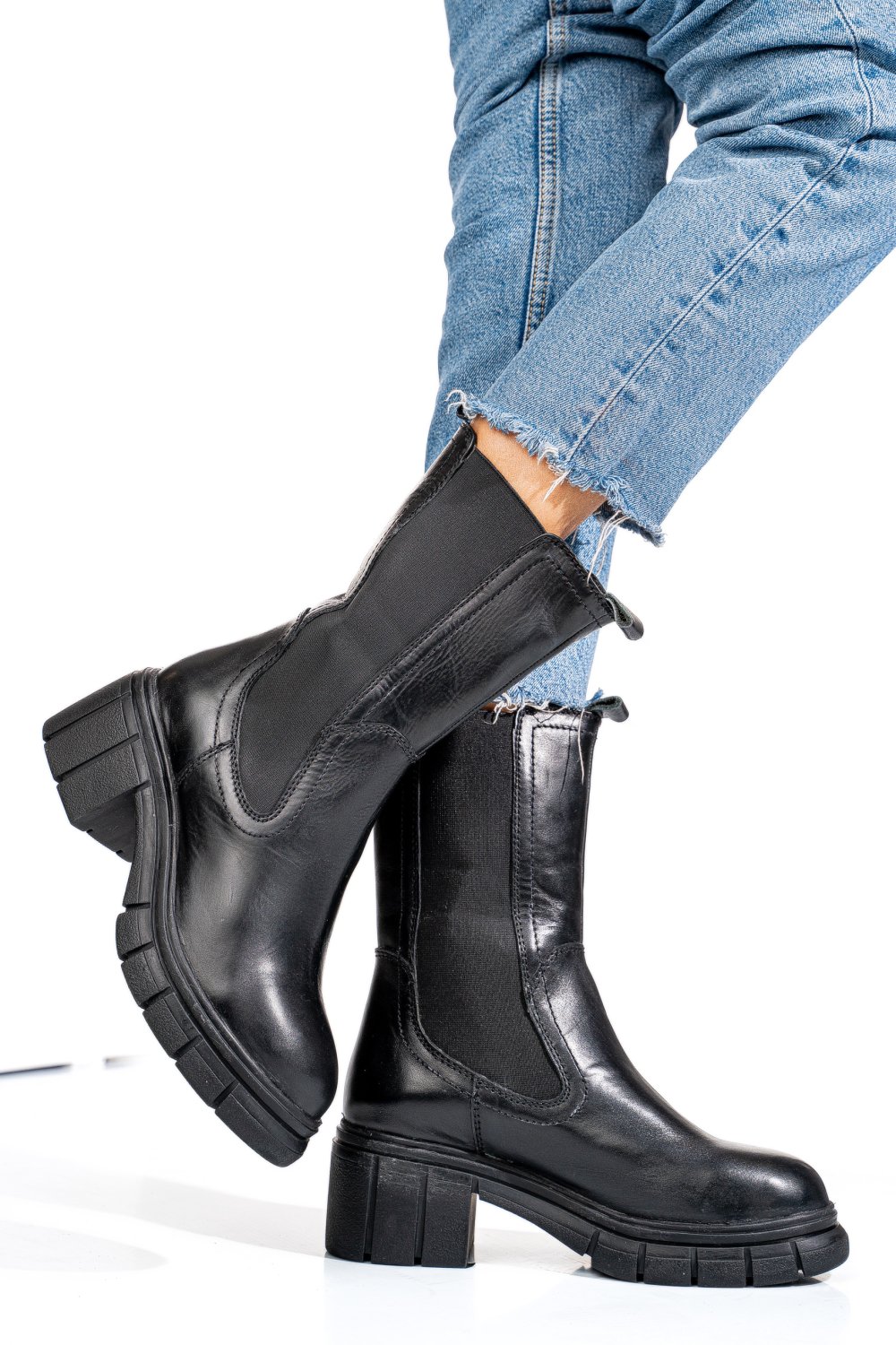 GHETE NEGRE PIELE NATURALA 1S770603