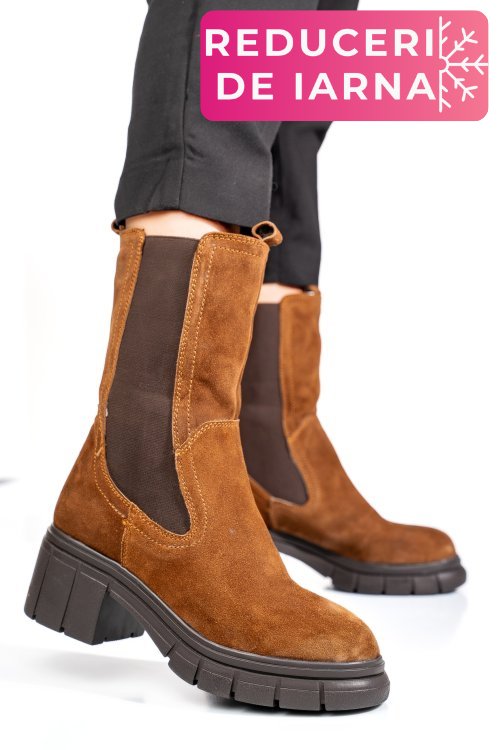 Ghete maro piele naturala intoarsa 1s770603