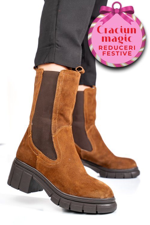 Ghete maro piele naturala intoarsa 1s770603