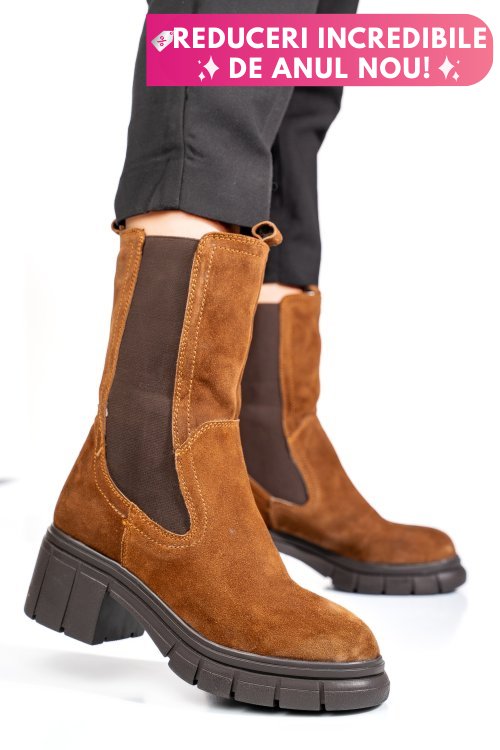 Ghete maro piele naturala intoarsa 1s770603