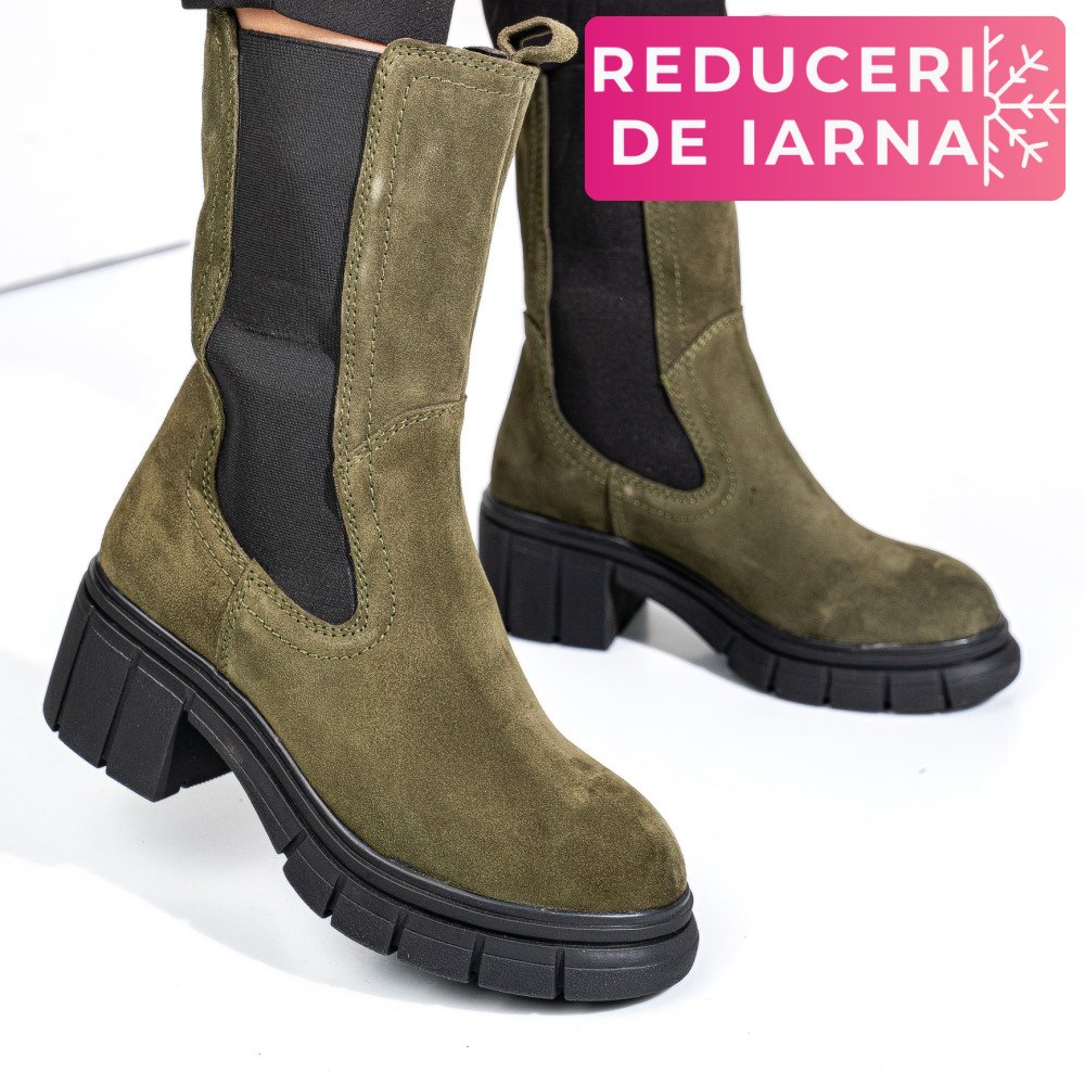 GHETE KHAKI PIELE NATURALA INTOARSA 1S770603