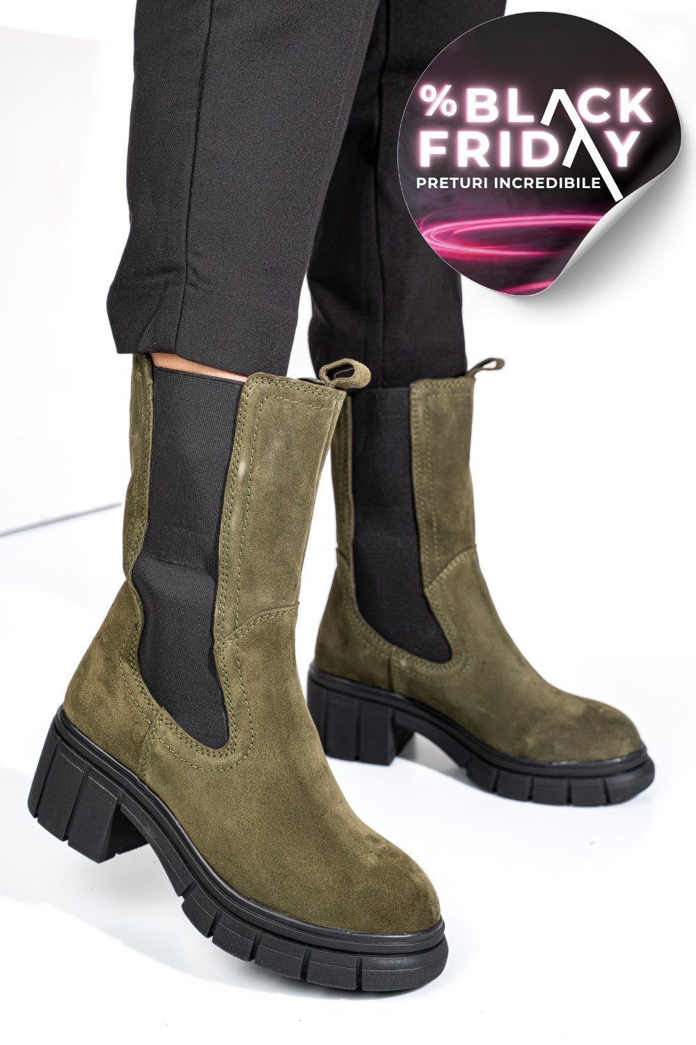 GHETE KHAKI PIELE NATURALA INTOARSA 1S770603