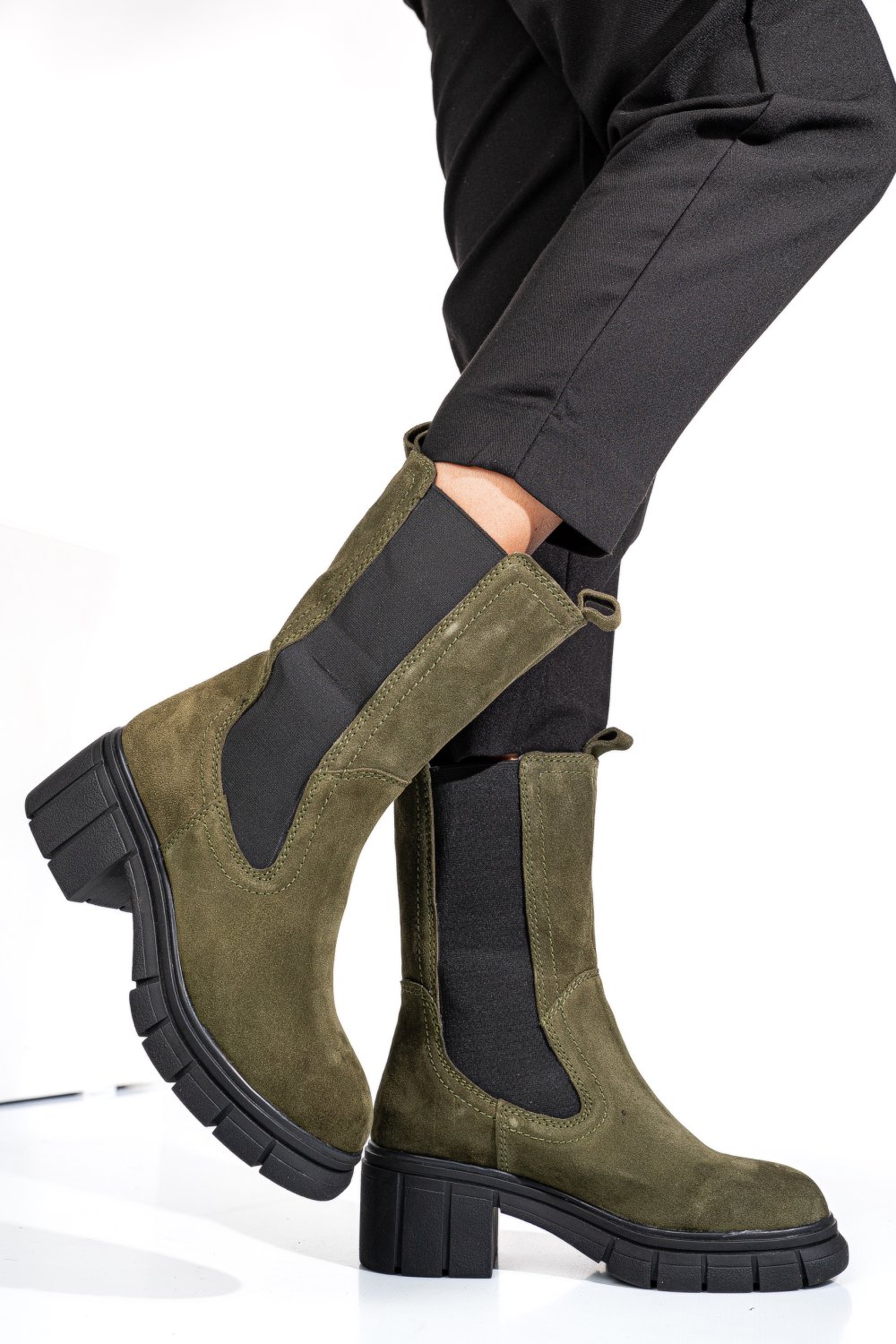 GHETE KHAKI PIELE NATURALA INTOARSA 1S770603