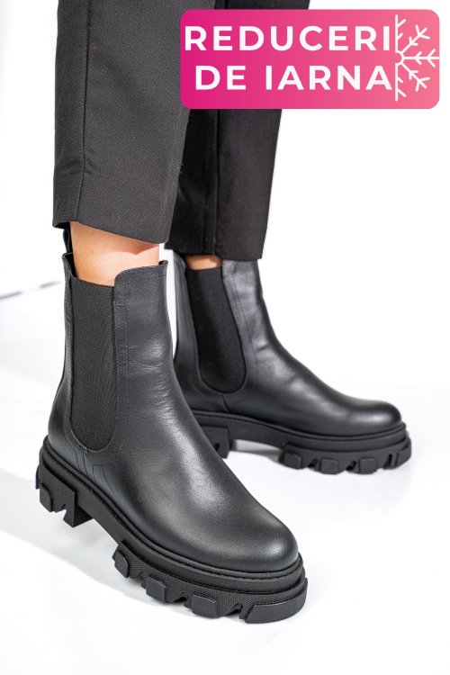 Ghete negre piele naturala 2s7725