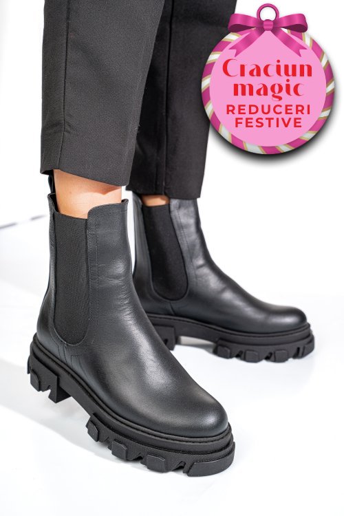 Ghete negre piele naturala 2s7725