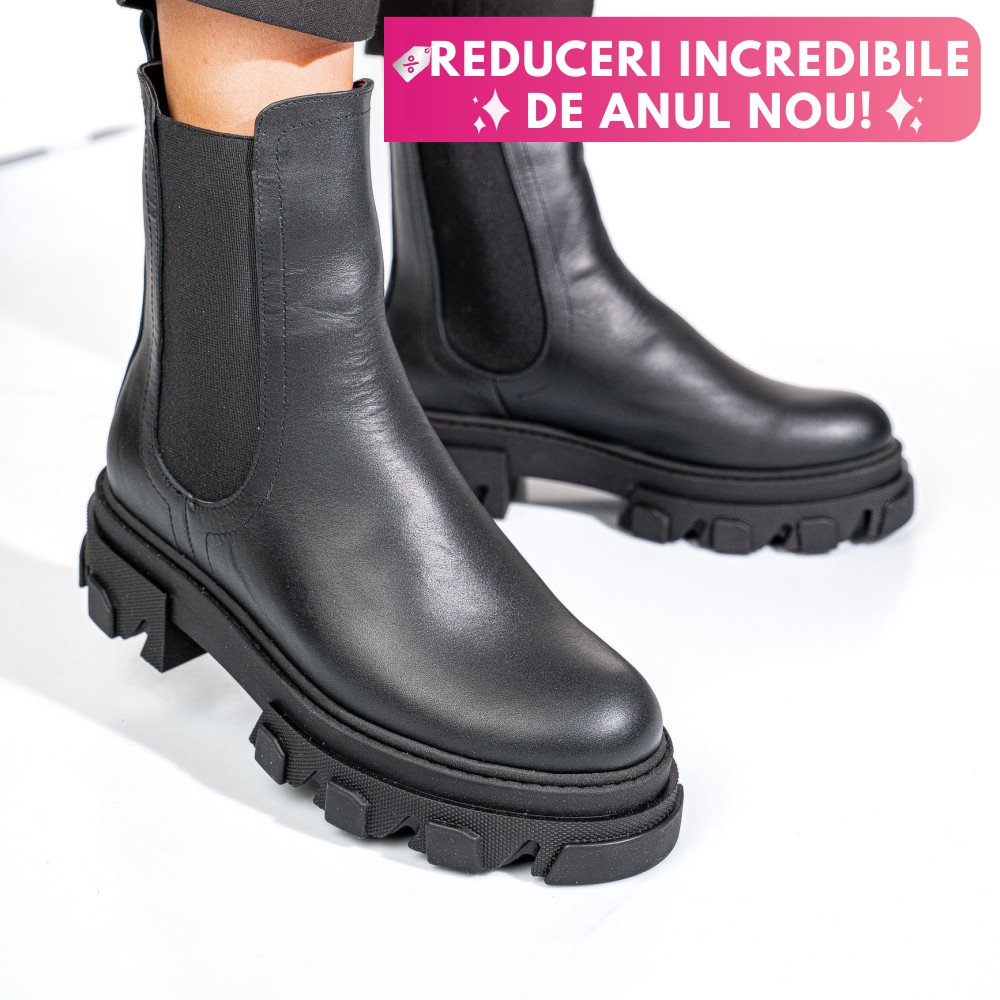 GHETE NEGRE PIELE NATURALA 2S7725