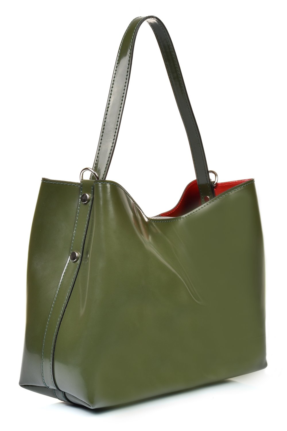 GEANTA OLIVE PIELE NATURALA LACUITA 2025-A