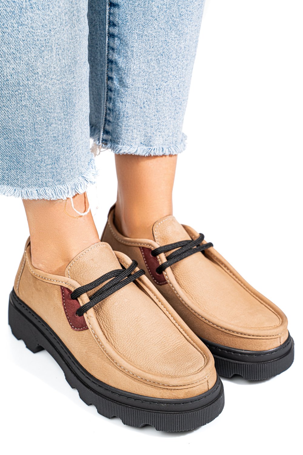 PANTOFI TAUPE PIELE NATURALA NABUK APCKD-9524