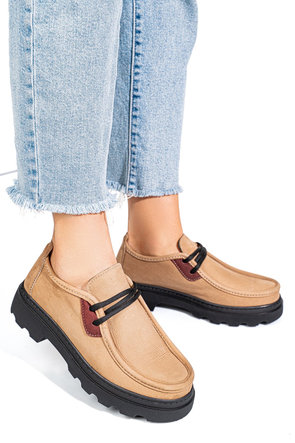 PANTOFI TAUPE PIELE NATURALA NABUK APCKD-9524