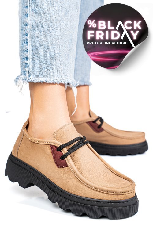 Pantofi taupe piele naturala nabuk apckd-9524
