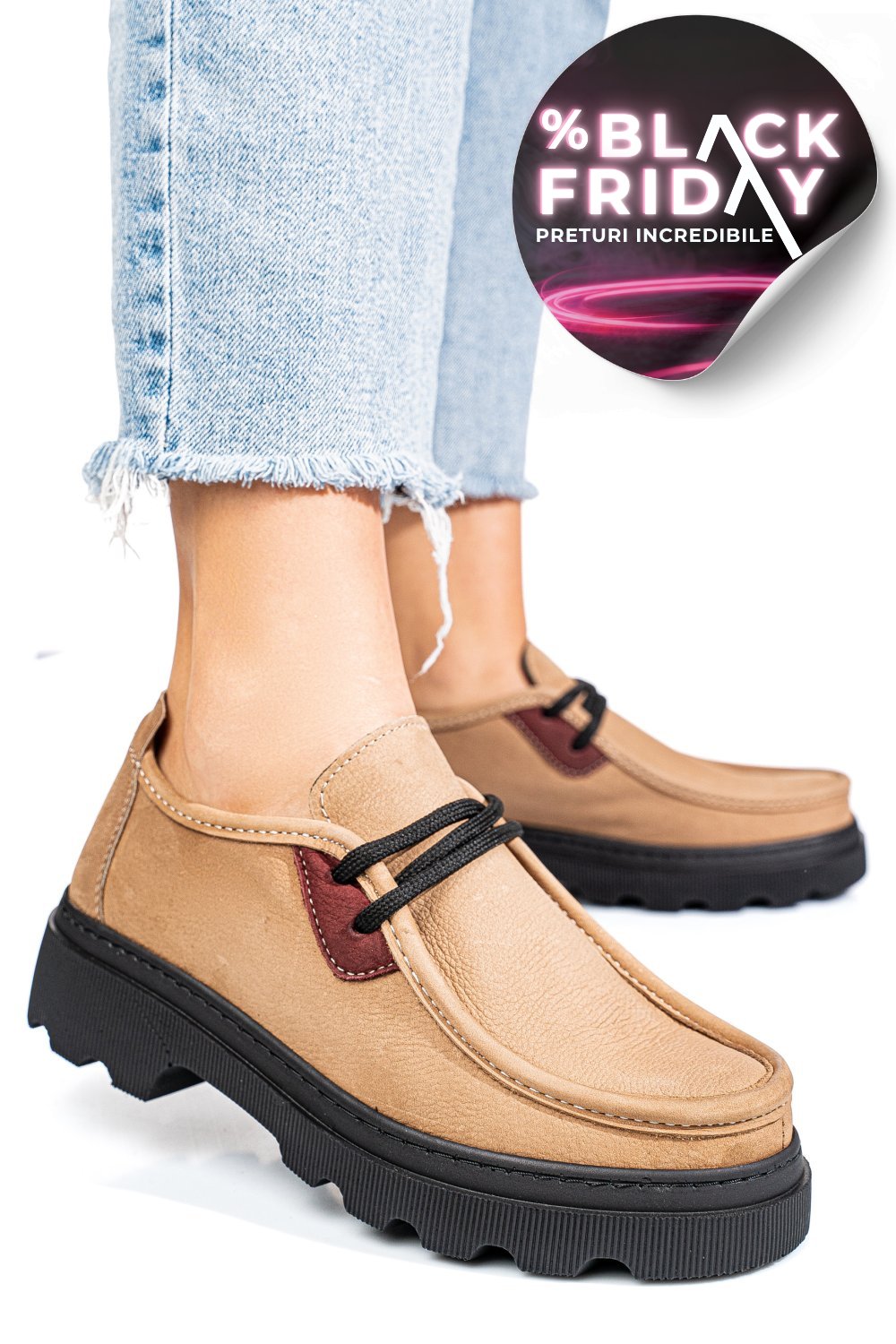 PANTOFI TAUPE PIELE NATURALA NABUK APCKD-9524