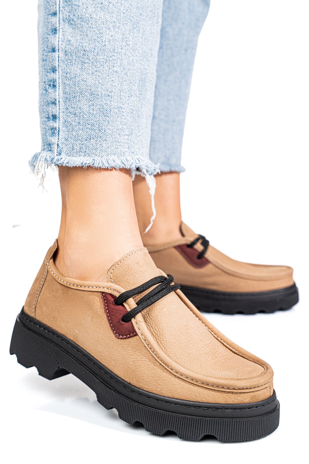 PANTOFI TAUPE PIELE NATURALA NABUK APCKD-9524