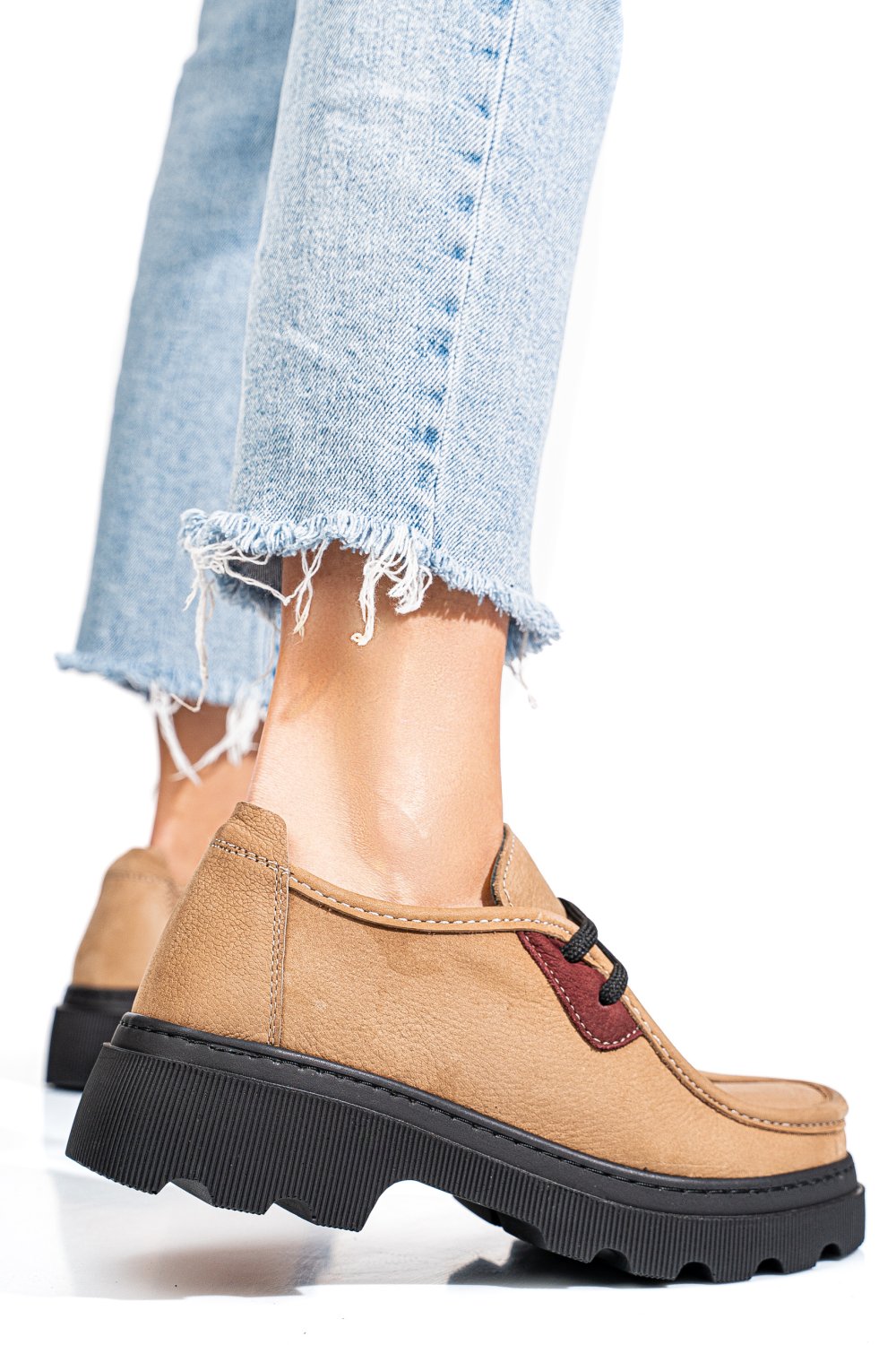 PANTOFI TAUPE PIELE NATURALA NABUK APCKD-9524