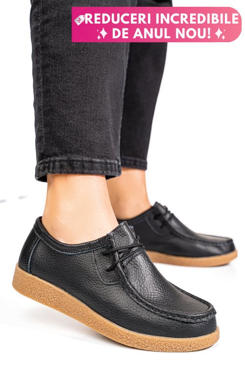 Mocasini negri piele naturala pspl304