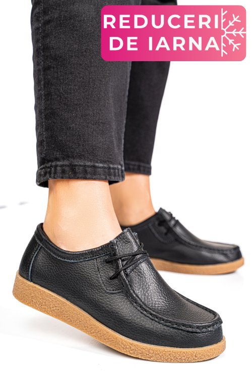 Mocasini negri piele naturala pspl304