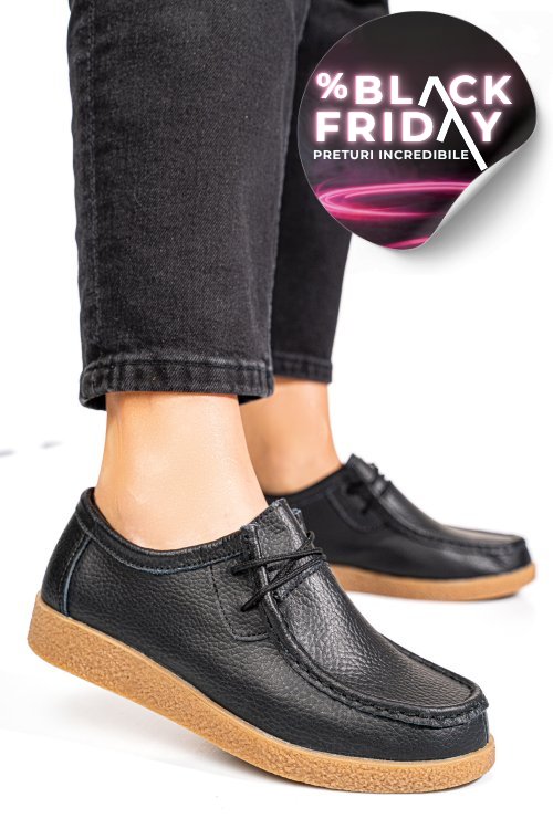 Mocasini negri piele naturala pspl304