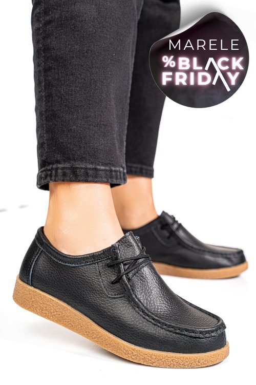 Mocasini negri piele naturala pspl304