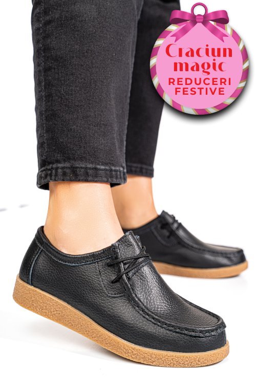 Mocasini negri piele naturala pspl304
