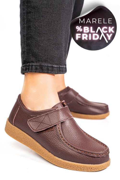 Mocasini maro inchis piele naturala pspl305