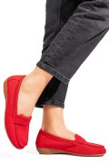 MOCASINI ROSII PIELE NATURALA INTOARSA FSP003634