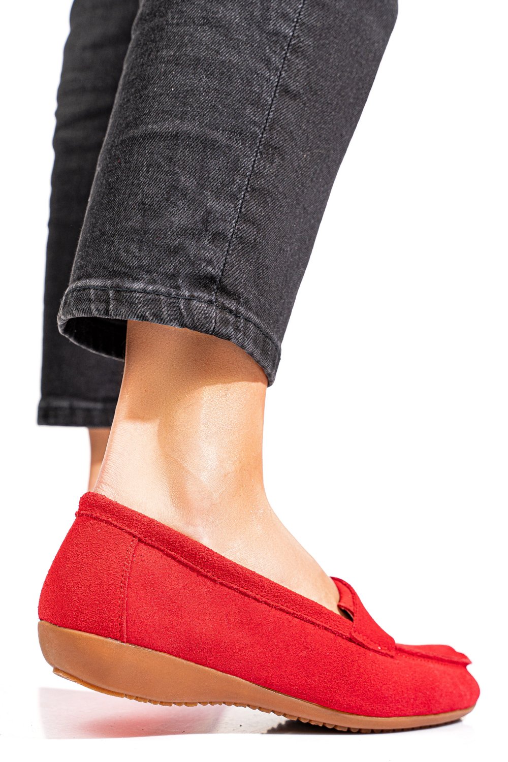 MOCASINI ROSII PIELE NATURALA INTOARSA FSP003634