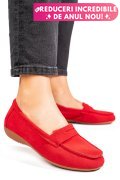 MOCASINI ROSII PIELE NATURALA INTOARSA FSP003634