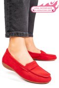 MOCASINI ROSII PIELE NATURALA INTOARSA FSP003634