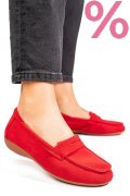 MOCASINI ROSII PIELE NATURALA INTOARSA FSP003634