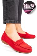 MOCASINI ROSII PIELE NATURALA INTOARSA FSP003634